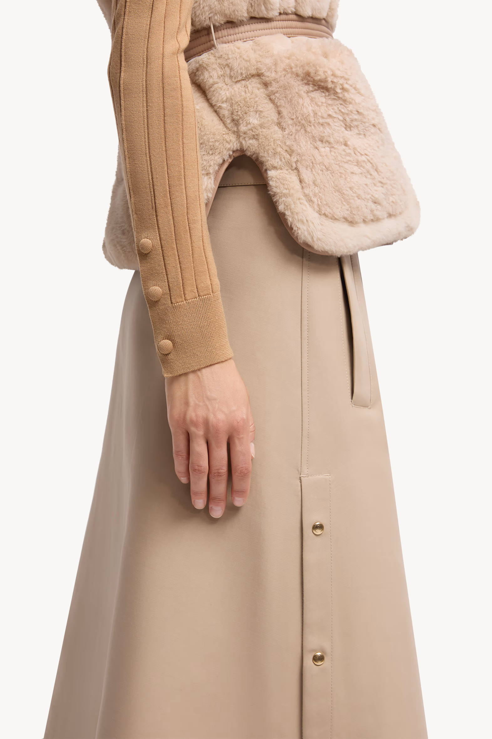 Joui Faux Fur & Teddy Down Vest Women White Ivory Moncler 6